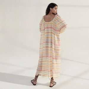 NWT Zara Yellow Oversized Cover-Up Lightweight Maxi Tunic Dress Tie Dye, sz XS